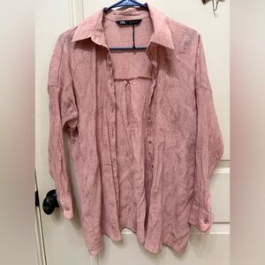 New without tag Zara Light Pink Textured Blouse